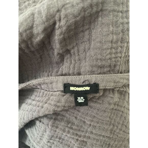 ‎Monrow Gray V-Neck 3/4 Sleeve Cotton Top - Picture 4 of 5